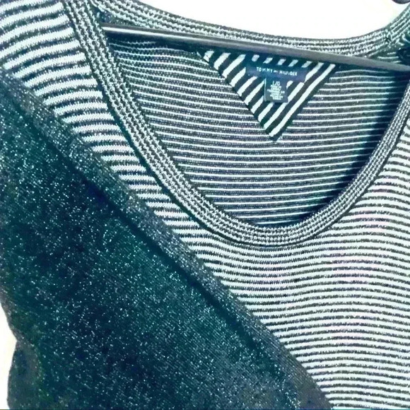 TOMMY  HILFIGER KNIT CREPE GREY DRESS SIZE LARGE - Picture 2 of 10